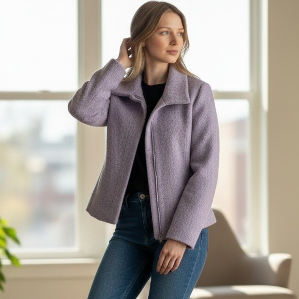 Talbots Womens Purple Wool Alpaca Mohair Blend Blazer Jacket Size 6